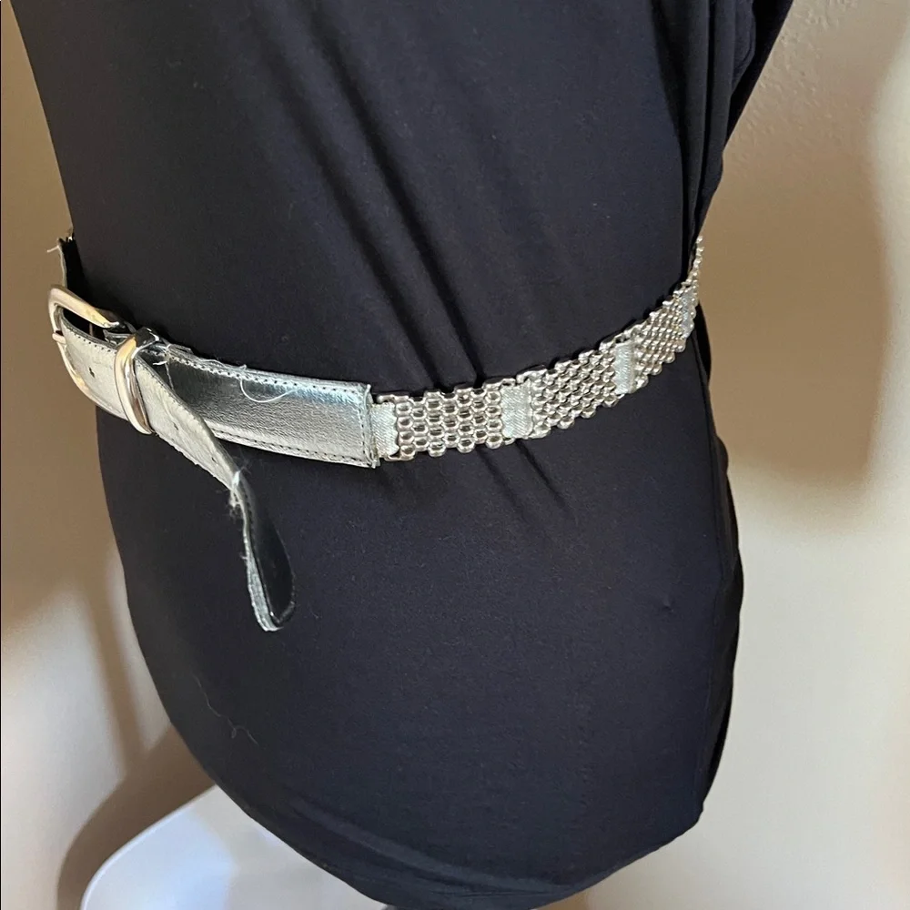 Silver Women's Belt with Chain Detail
